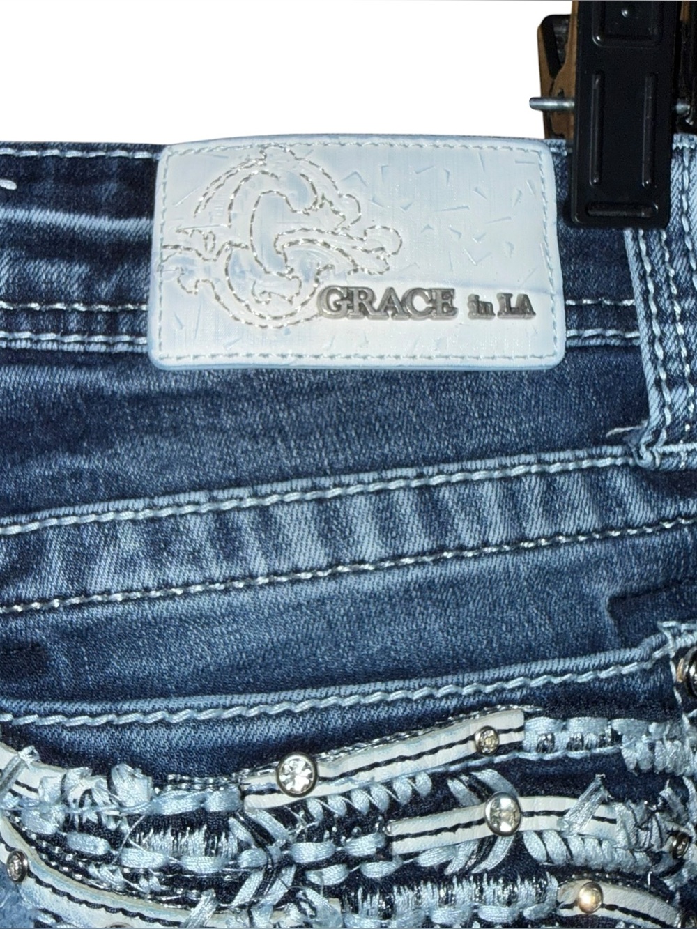 Grace in LA stretch bootcut jeans with embellishments embroidery women’s sz 28 - Picture 3 of 15